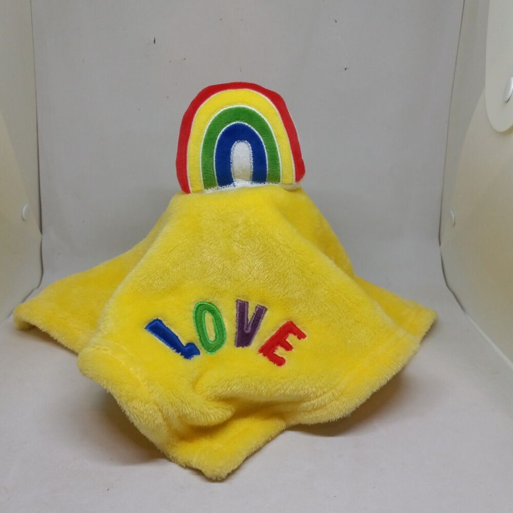 Chick Pea Rainbow Love Fleece Security Blanket Lovey-Embroidered-Yellow-2021